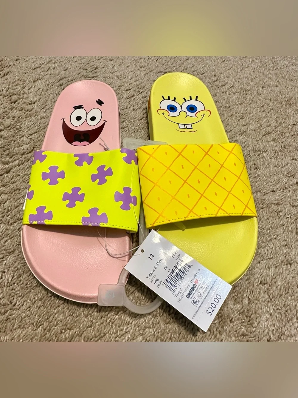 Ground Up Men's SpongeBob Square Pants Patrick Nickelodeon Slide Sandals Size 12